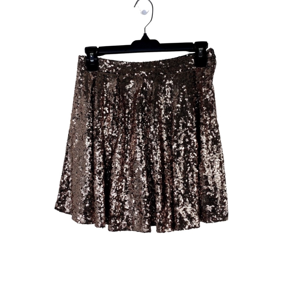 boohoo Petite Copper Sequin Skater Skirt
